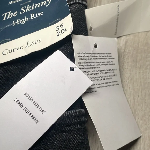NWT Abercrombie & Fitch LONG The Skinny High Rise Curve Love Slit Ankle - Picture 5 of 10